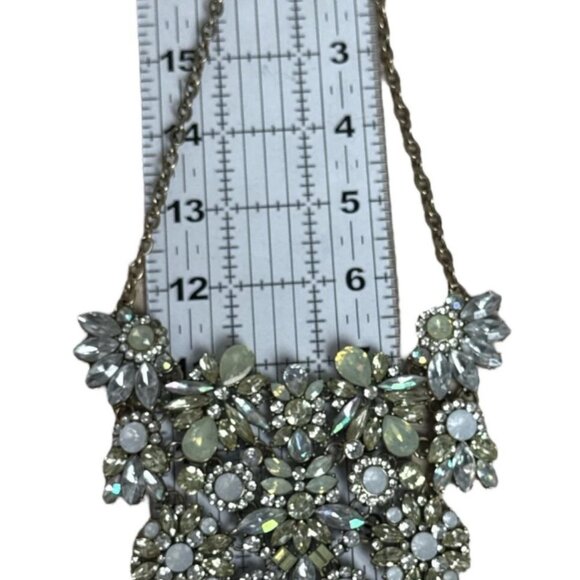 Floral Statement Bib Necklace Gold Tone Rhinestone Crystal Cluster Unbranded - Picture 5 of 5